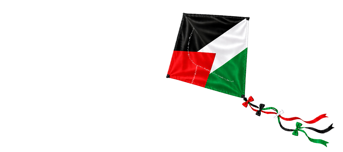 A Palestinian flag kite flying in the sky